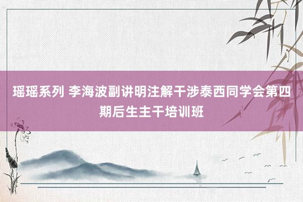 瑶瑶系列 李海波副讲明注解干涉泰西同学会第四期后生主干培训班