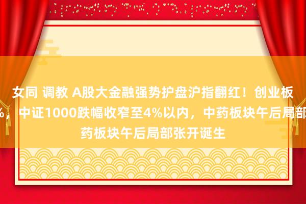 女同 调教 A股大金融强势护盘沪指翻红！创业板指涨超3%，中证1000跌幅收窄至4%以内，中药板块午后局部张开诞生